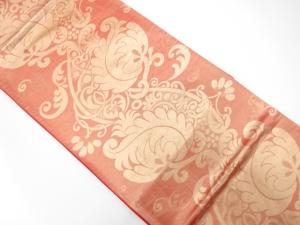 アンティーク　花更紗模様織り出し袋帯（着用可）